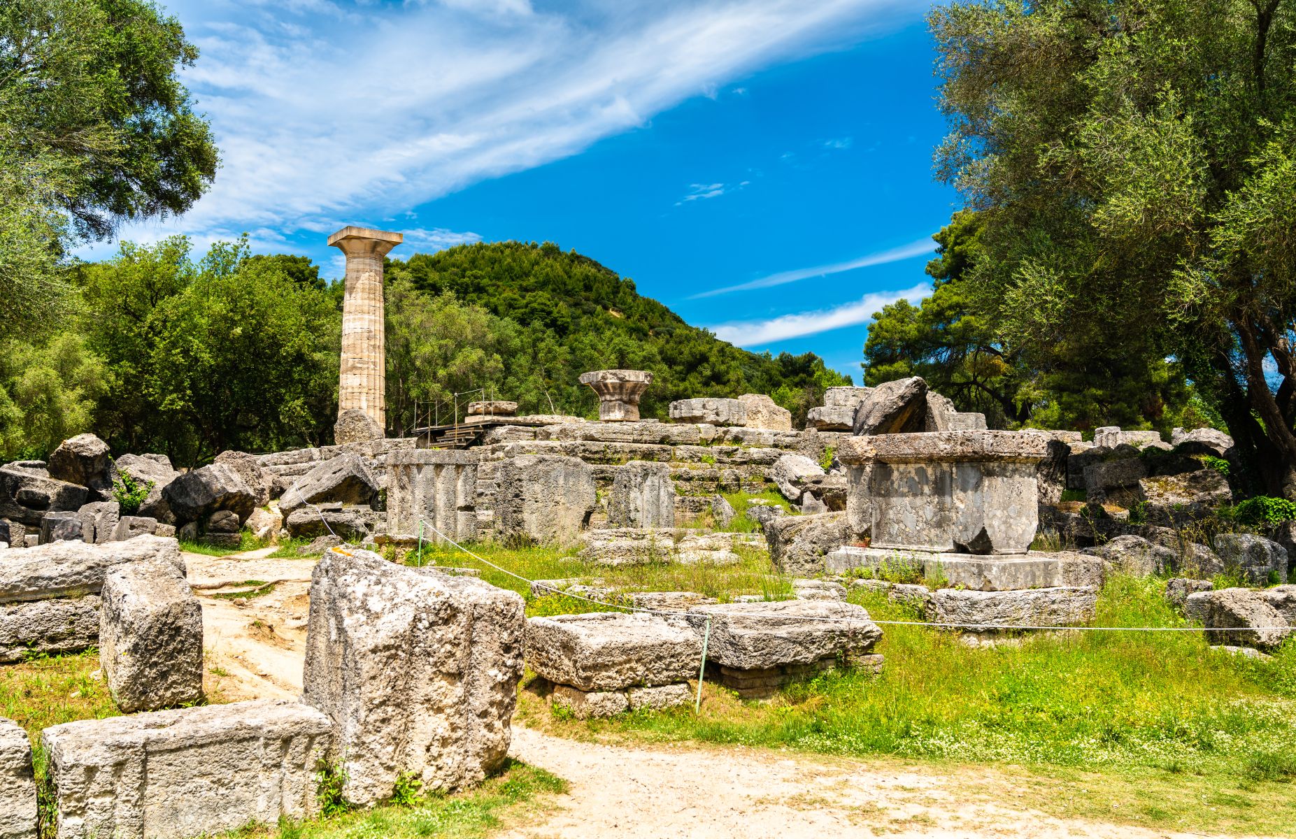 Ruiny antického světa v Řecku v Olympii