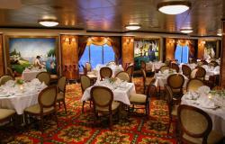 Norwegian Dawn - Norwegian Cruise Lines - jídelní stoly s uměleckými obrazy na stěnách