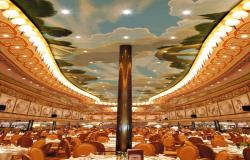 Costa Mediterranea - Costa Cruises - umělecky zdobený strop v hlavní restauraci na lodi